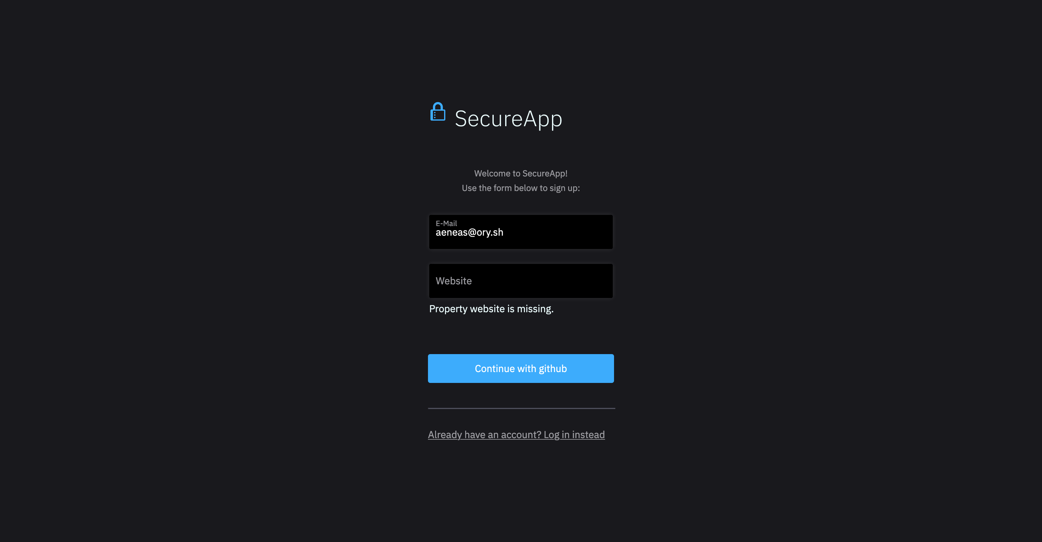 User Registration HTML Form with missing or invalid fields when performing an OpenID Connect flow